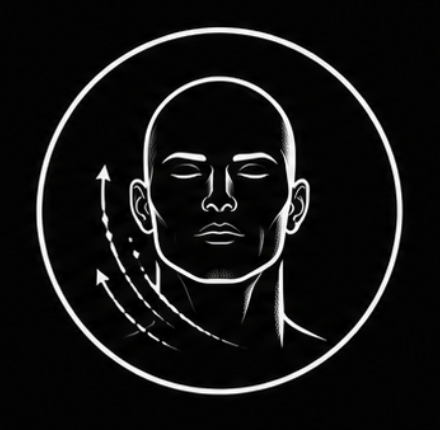 White outline of a person's head and shoulders on a black background